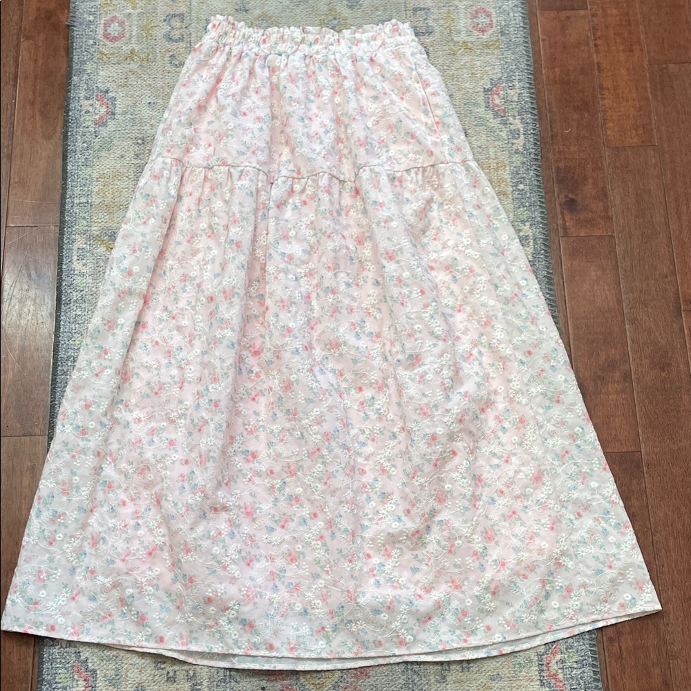 Altar’d State Floral Pink Maxi Skirt
